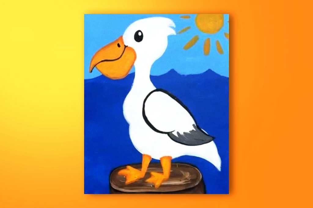 Acrylic painting tutorial of a pelican
