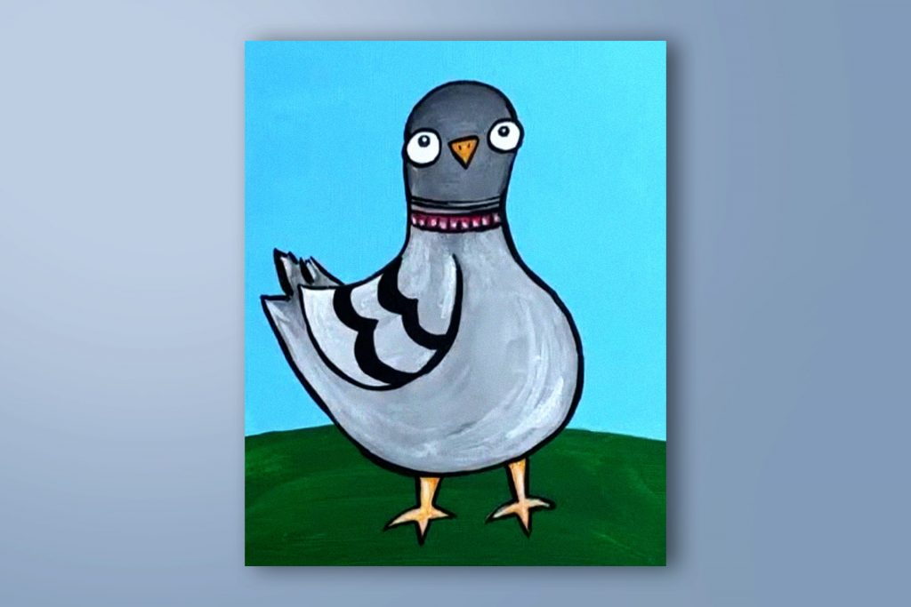 Acrylic painting tutorial of a pigeon