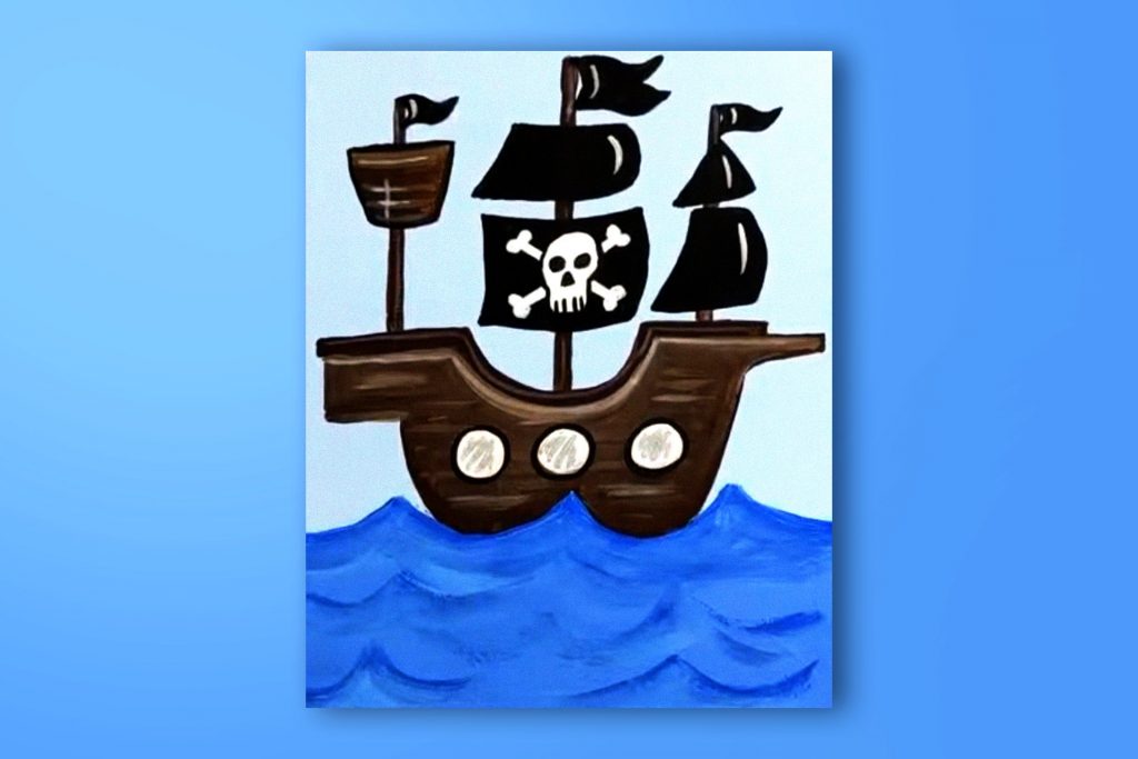 Acrylic painting tutorial of a pirate ship