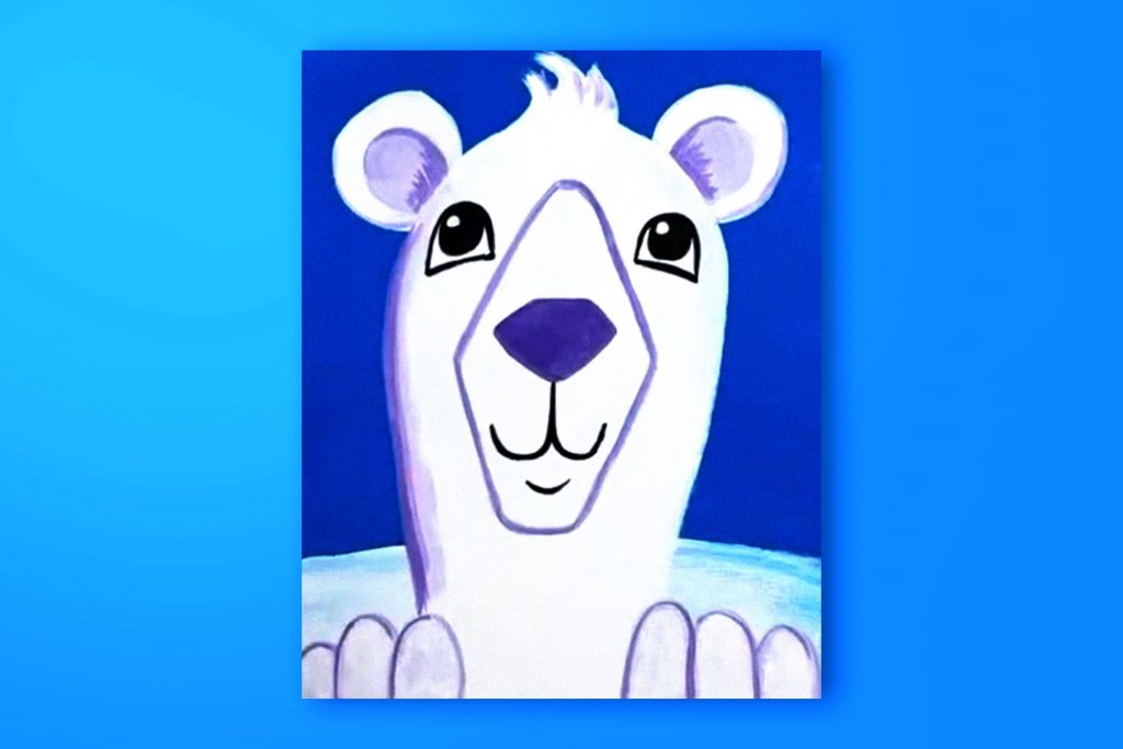Acrylic painting tutorial of a polar bear portrait