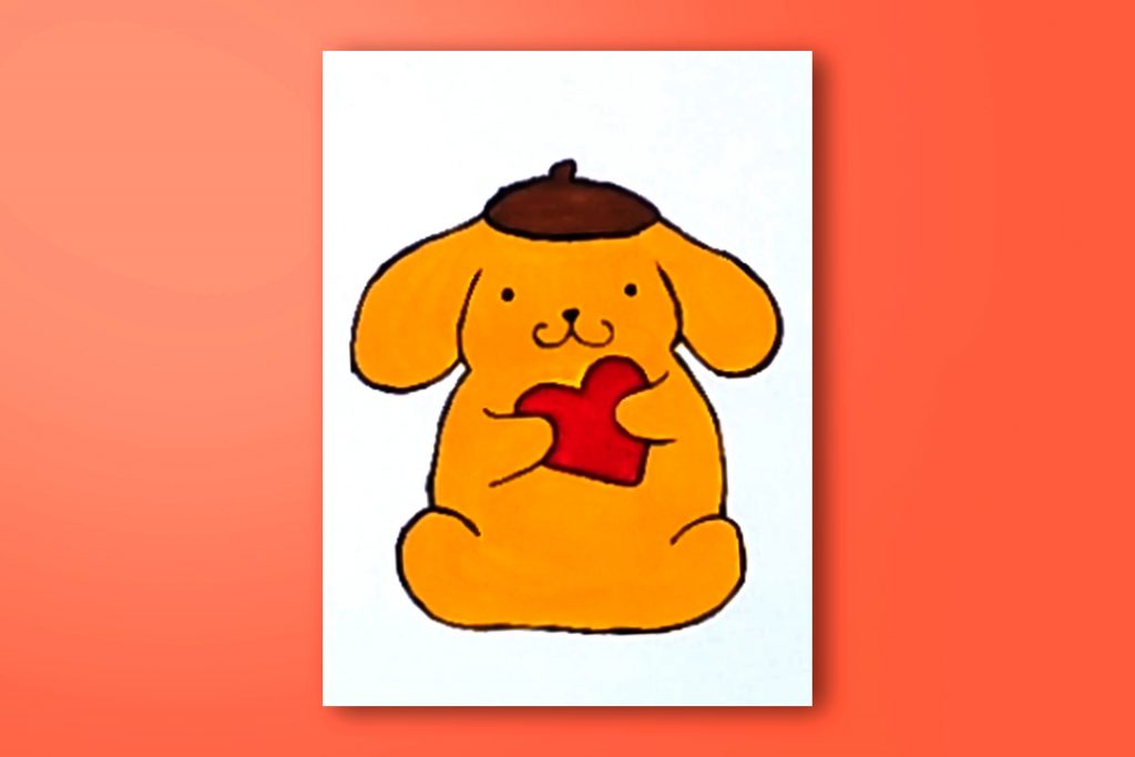Step-by-step acrylic painting tutorial of Pompompurin