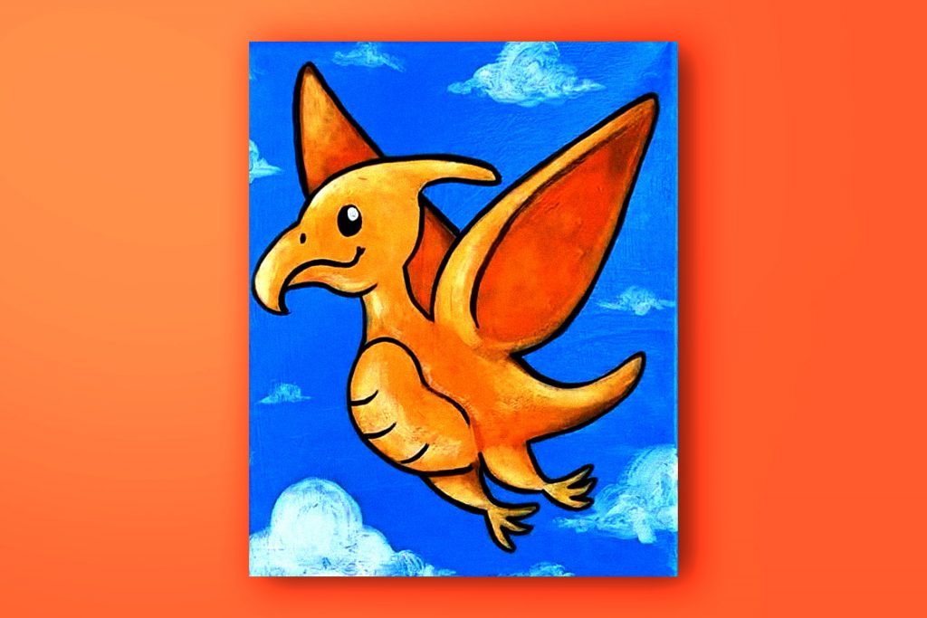 Acrylic painting tutorial of a Pterodactyl