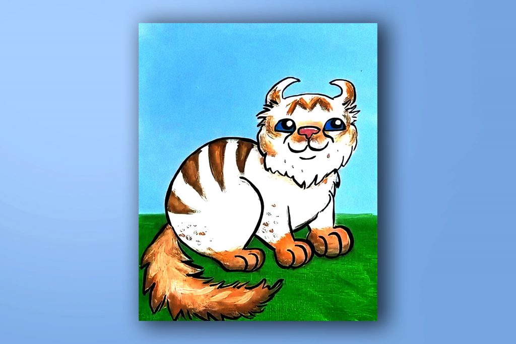 Acrylic painting tutorial of a Scottish Fold Cat