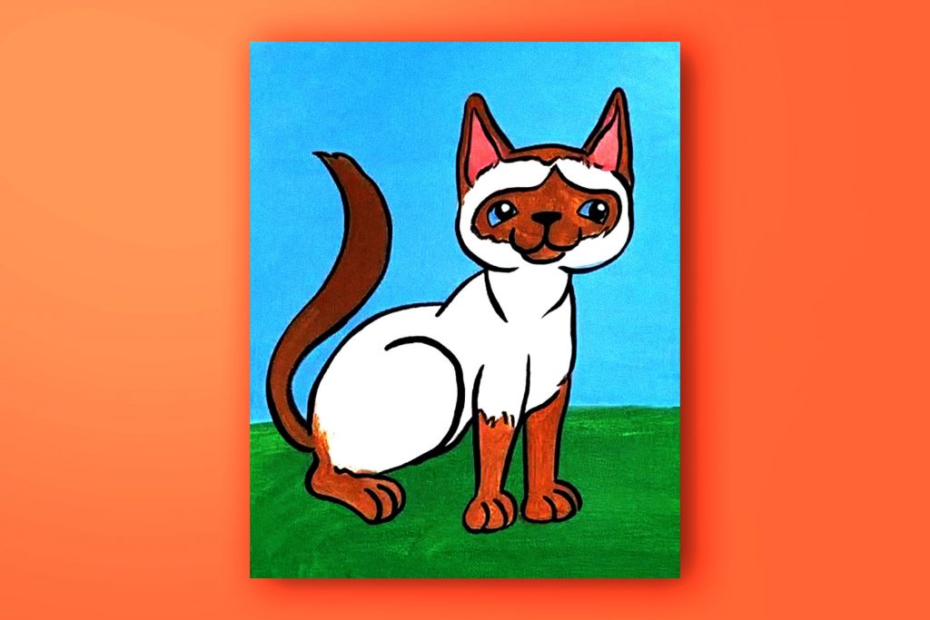 Acrylic painting tutorial of a Siamese Cat