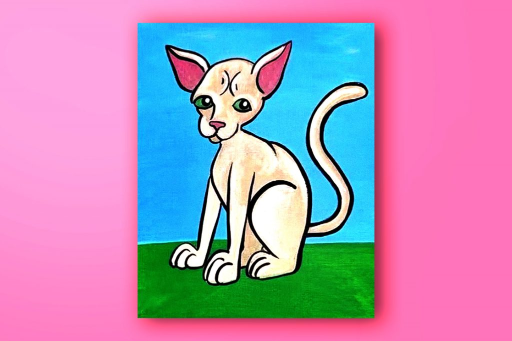 Acrylic painting tutorial of a Sphinx Cat