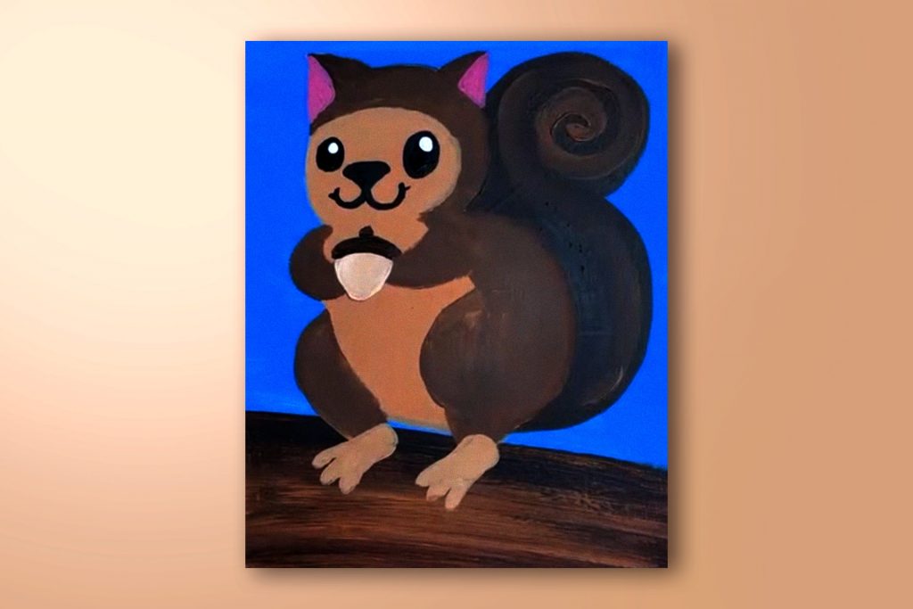 Step-by-step acrylic painting tutorial of a squirrel