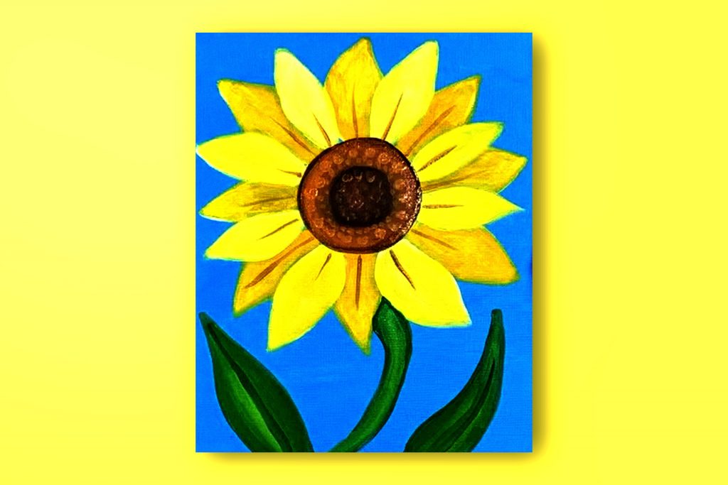 Acrylic painting tutorial of a sunflower