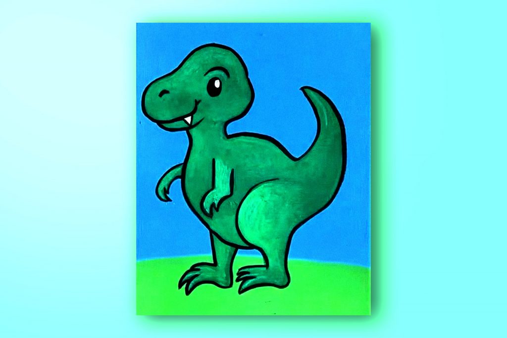 Acrylic painting tutorial of a Tyrannosaurus rex