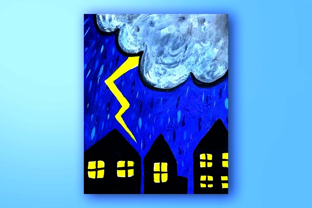 Acrylic painting tutorial of a thunderstorm