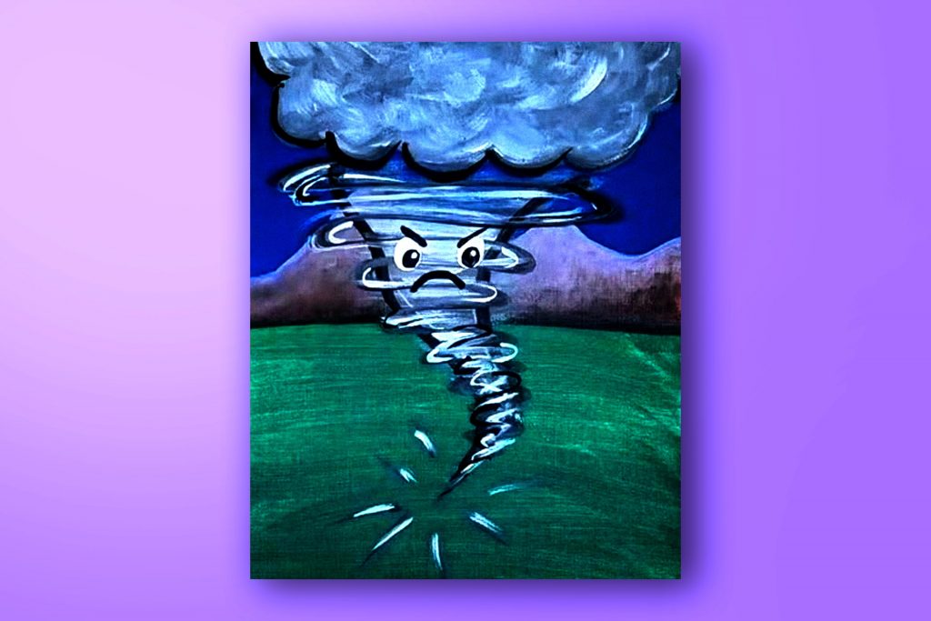 Acrylic painting tutorial of a tornado