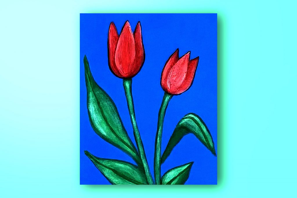 Acrylic painting tutorial of tulips