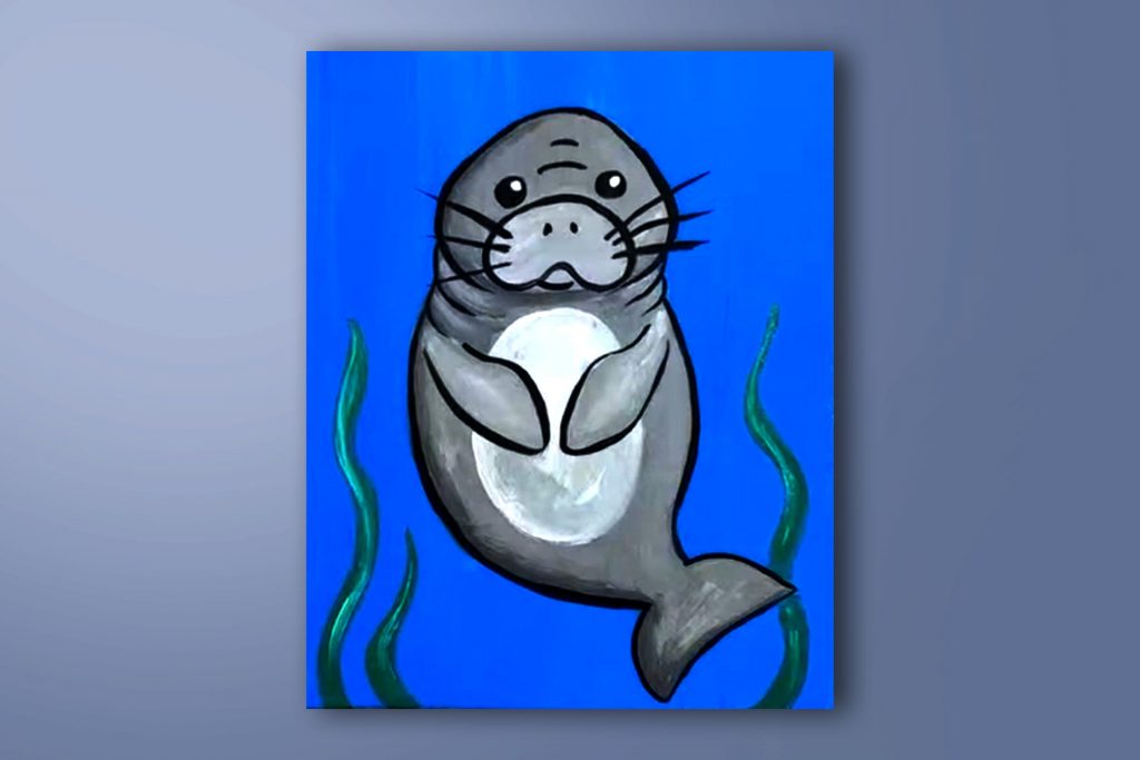Acrylic painting tutorial of a manatee