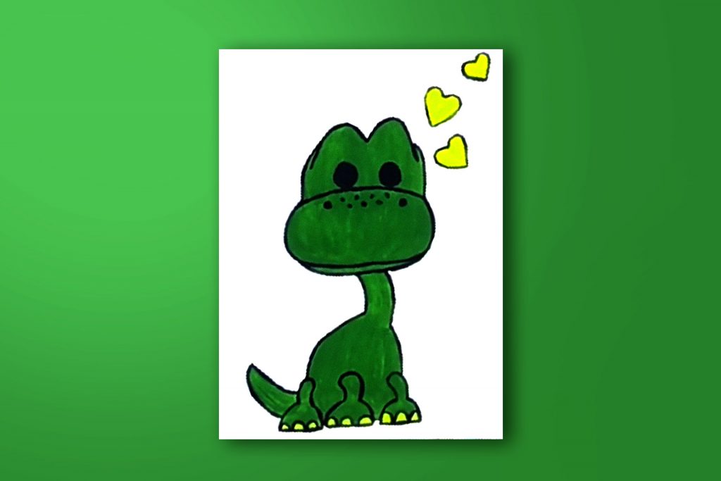 Step-by-step acrylic painting tutorial of Arlo from The Good Dinosaur