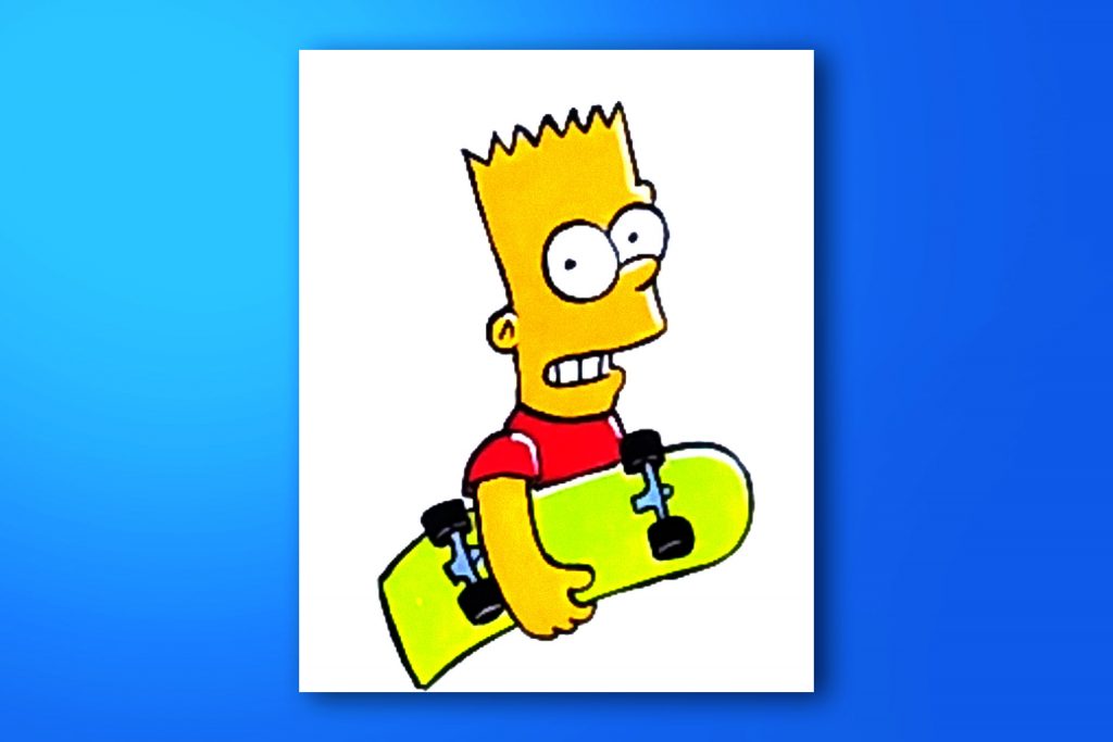 Step-by-step painting tutorial of Bart Simpson