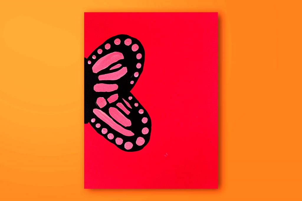 Step-by-step acrylic painting tutorial of a butterfly