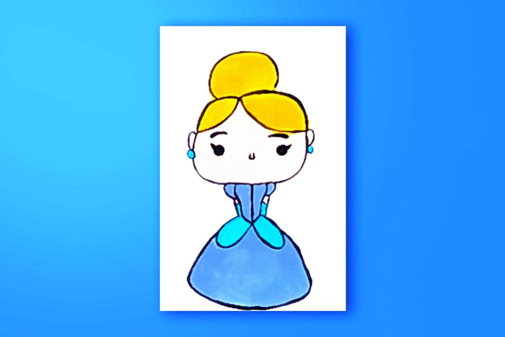 Step-by-step acrylic painting tutorial of Cinderella
