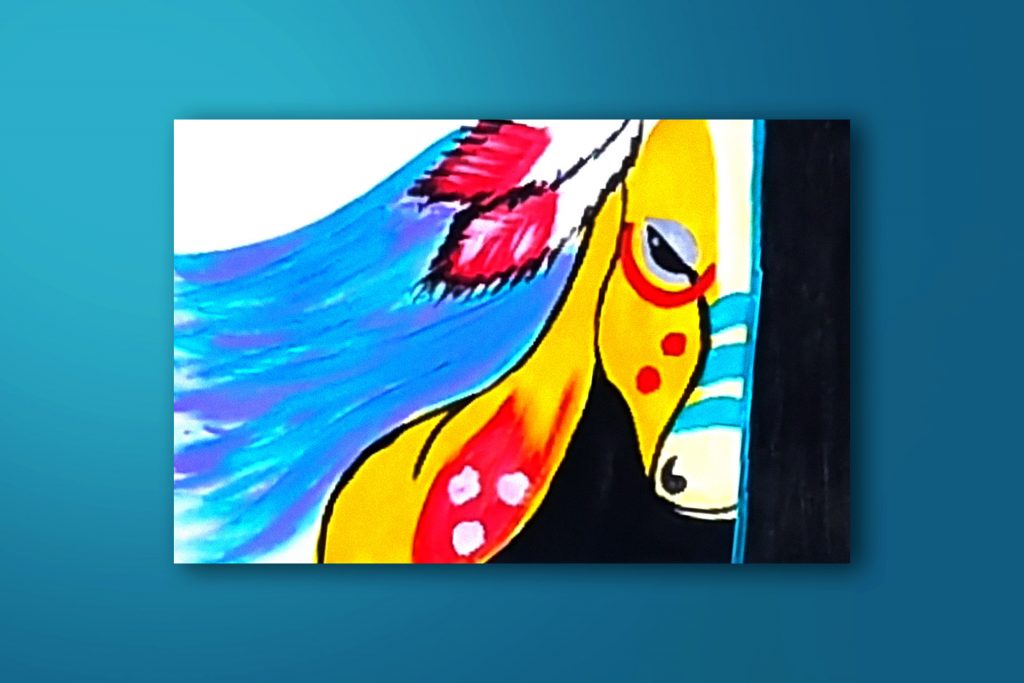 Step-by-step acrylic painting tutorial of a horse