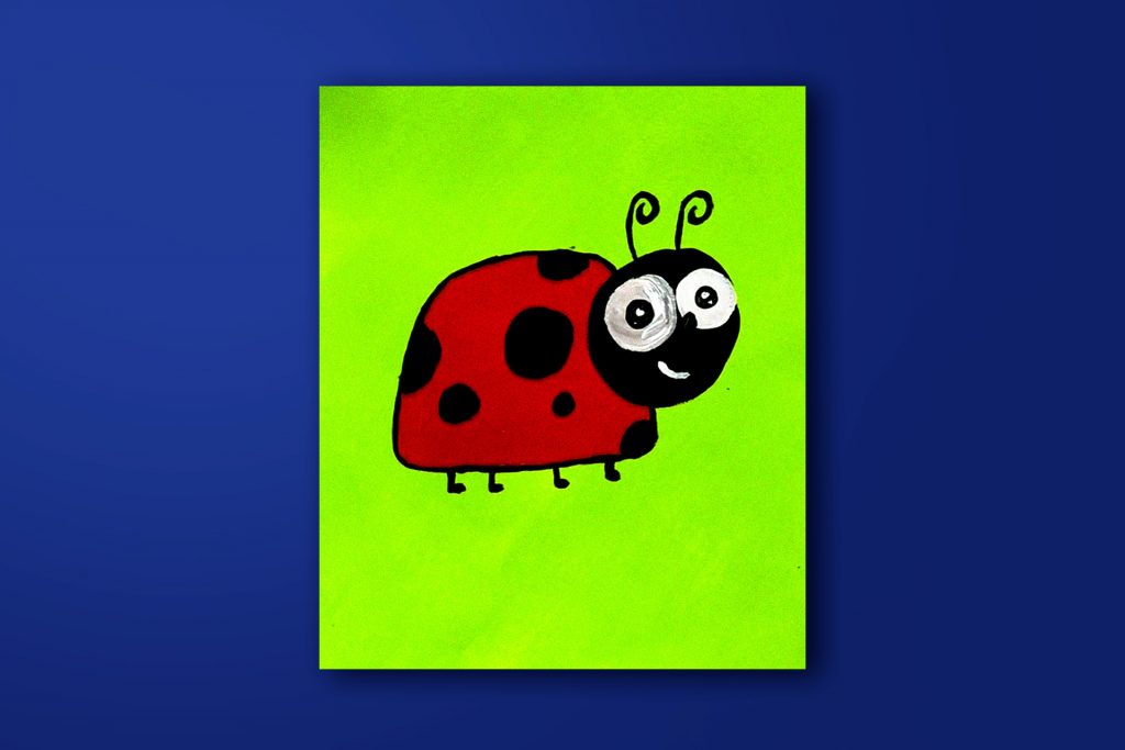 Step-by-step acrylic painting tutorial of a ladybug