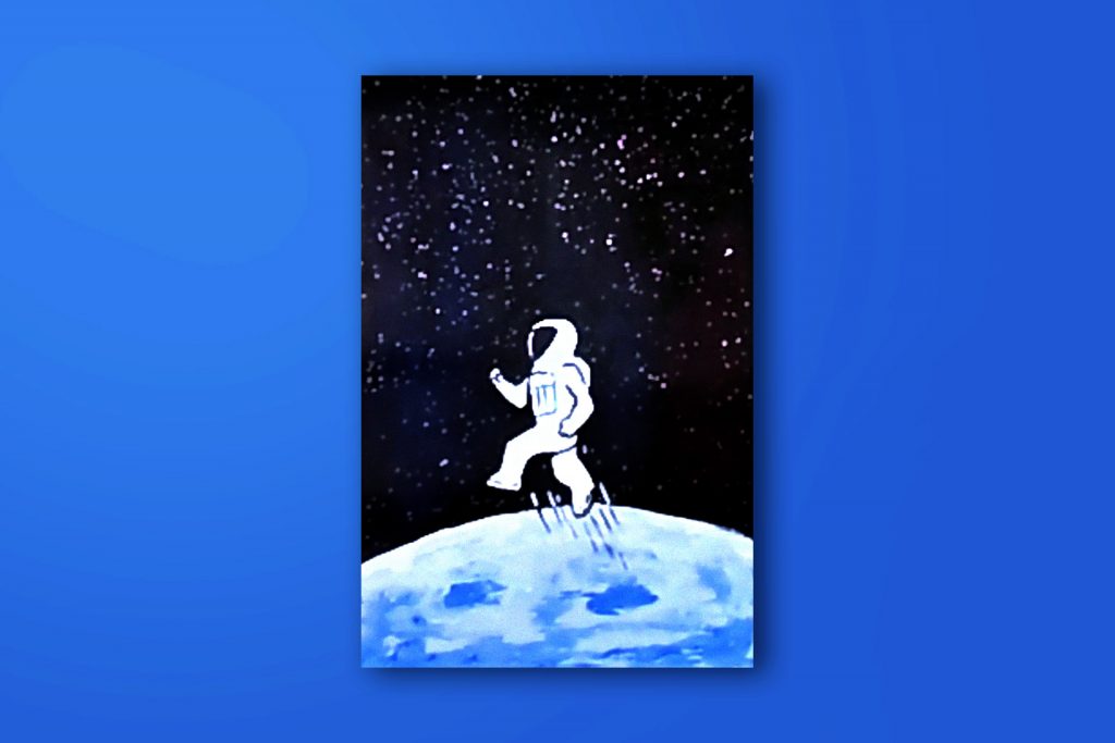 Step-by-step acrylic painting tutorial of man walking on the moon