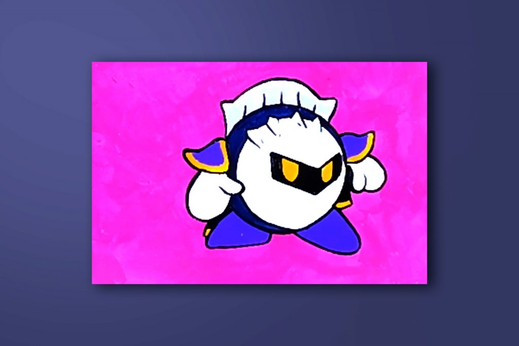 Step-by-step acrylic painting tutorial of Meta Knight