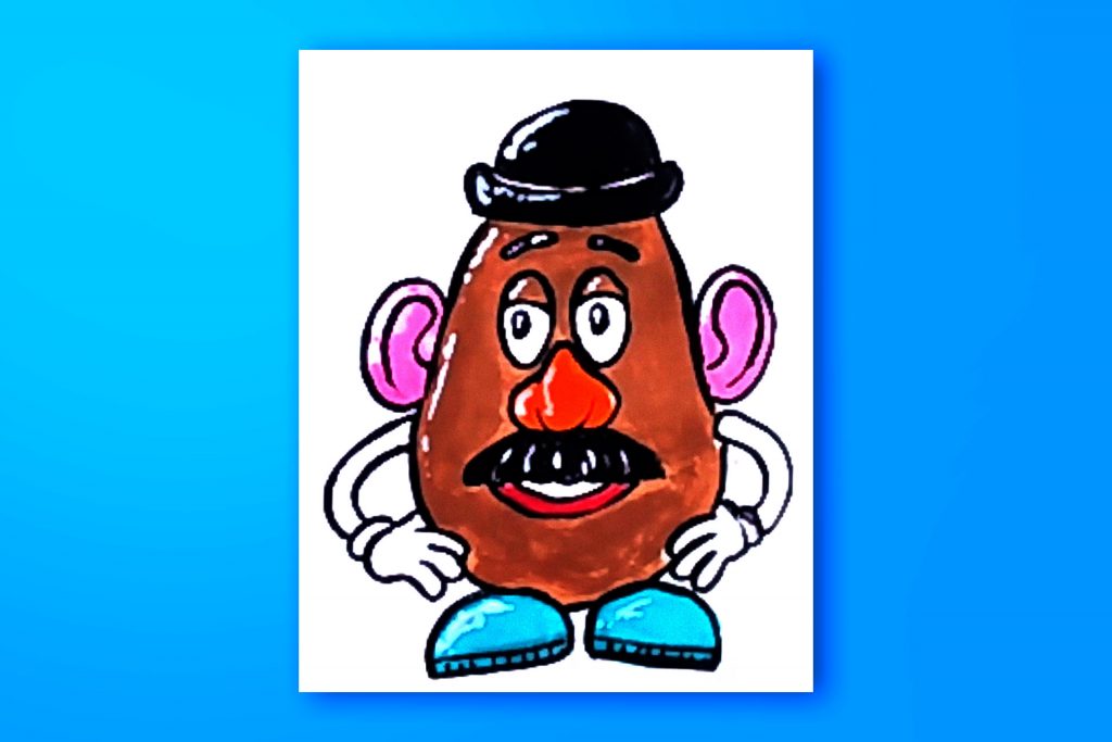 Step-by-step acrylic painting tutorial of Mr. Potato Head From Toy Story