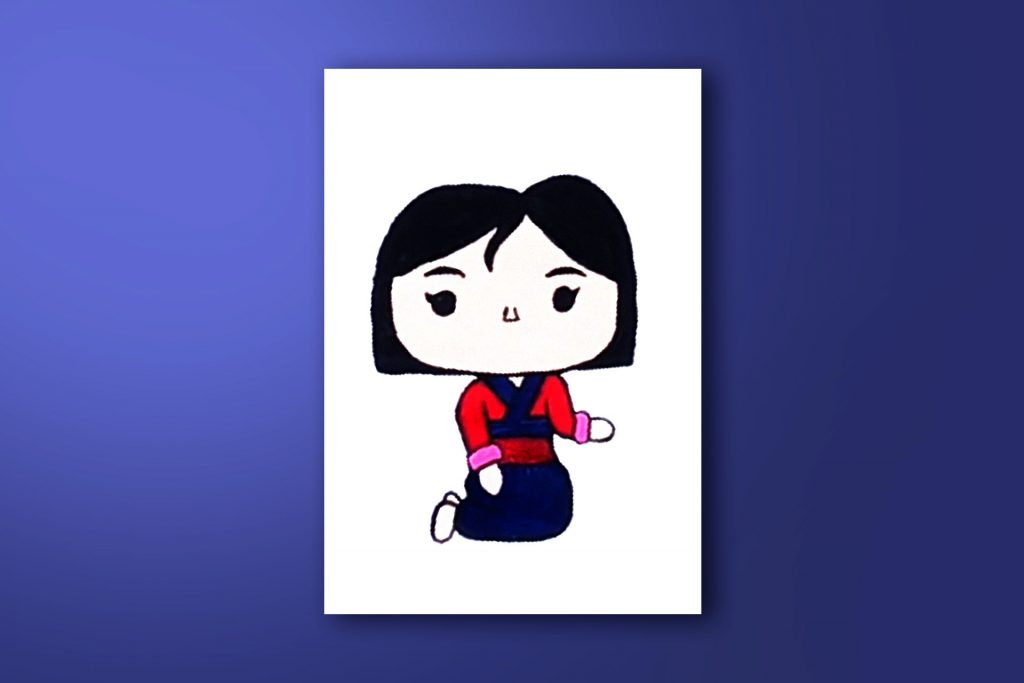 Step-by-step acrylic painting tutorial of Mulan
