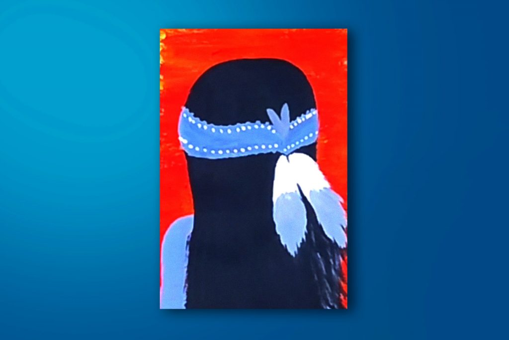 Step-by-step acrylic painting tutorial of a Native American girl