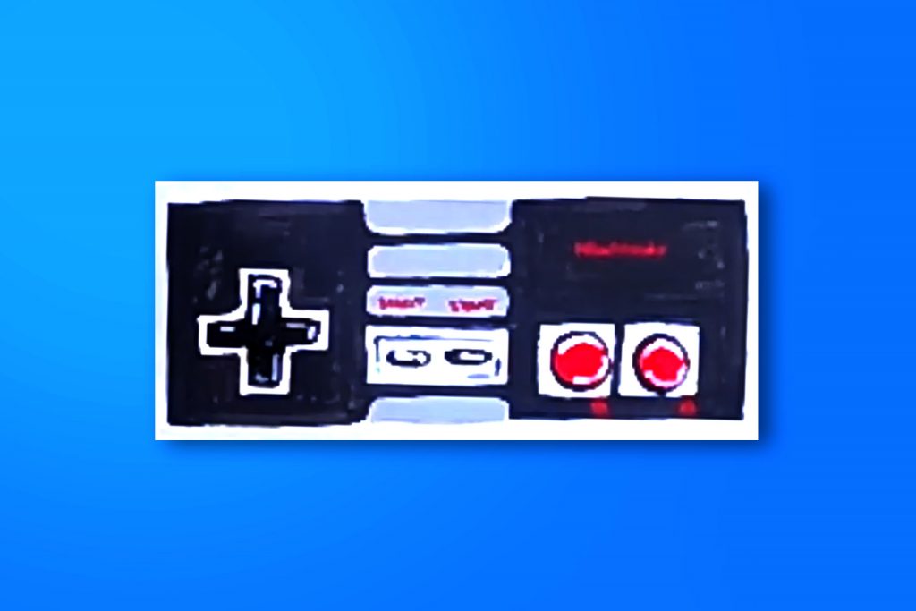 Step-by-step acrylic painting tutorial of a Nintendo controller