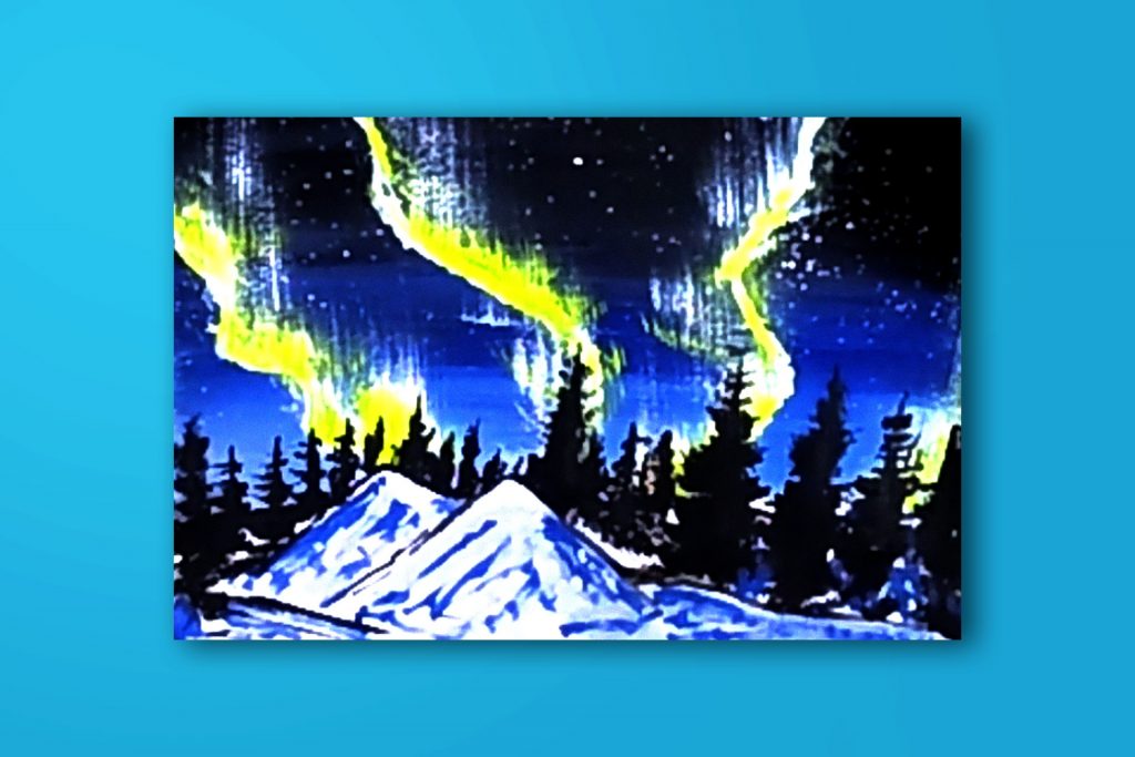 Step-by-step acrylic painting tutorial of the Northern lights (Aurora Borealis)