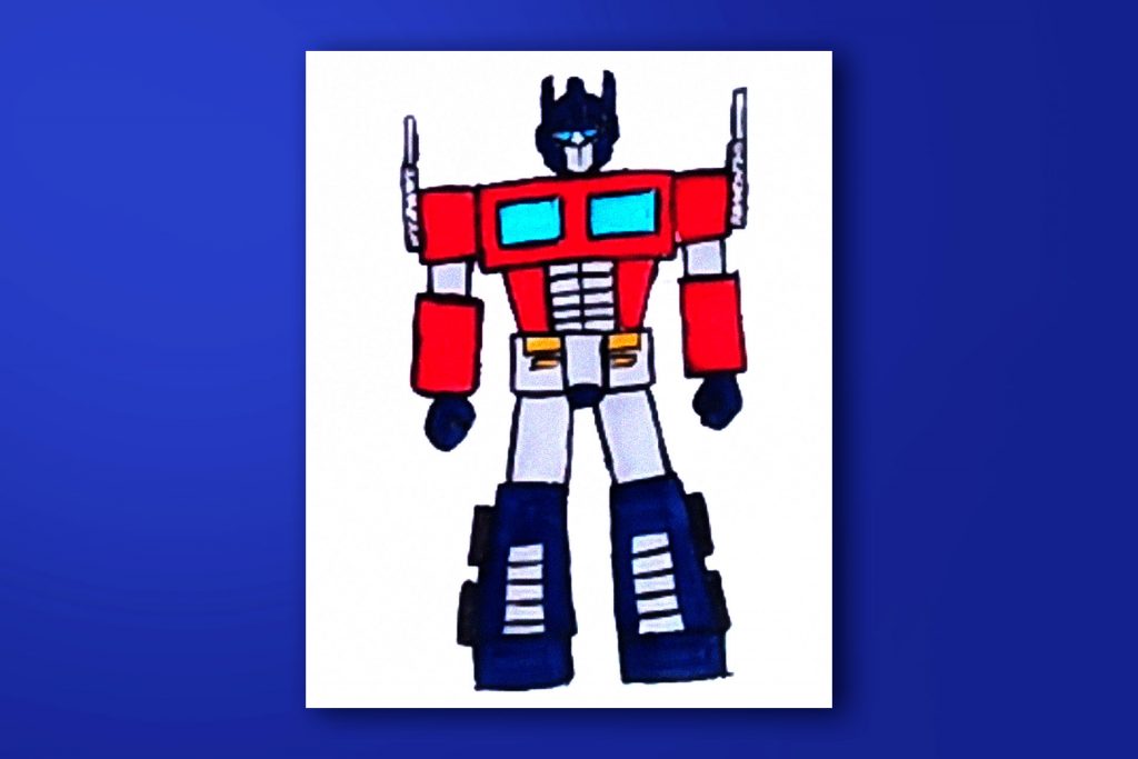Step-by-step acrylic painting tutorial of Optimus Prime From Transformers