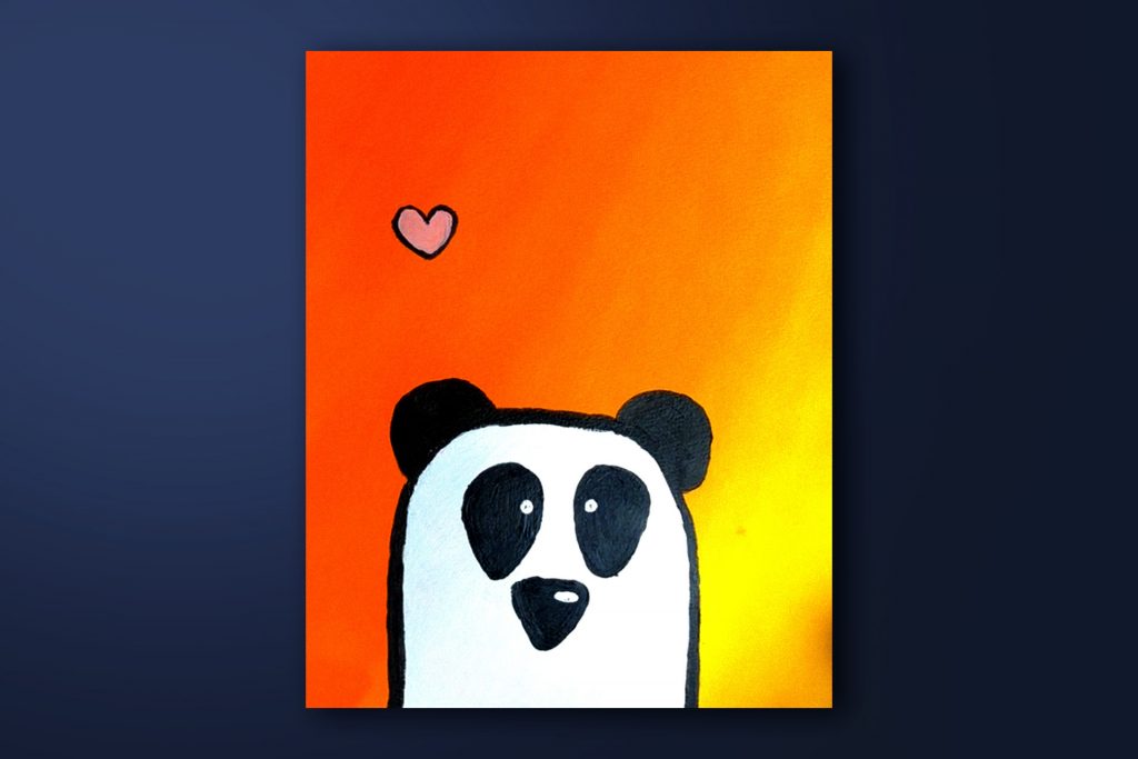 Step-by-step acrylic painting tutorial of a panda