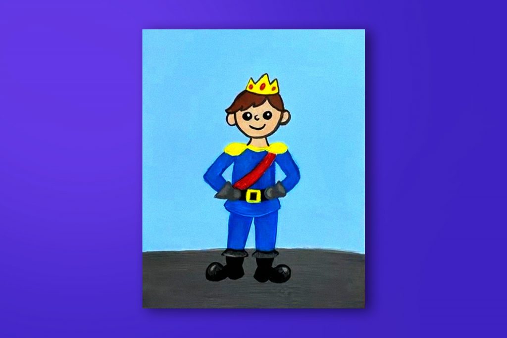 Step-by-step acrylic painting tutorial of a prince