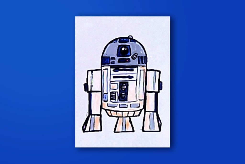 Step-by-step acrylic painting tutorial of R2-D2 or Artoo-Detoo from Star Wars