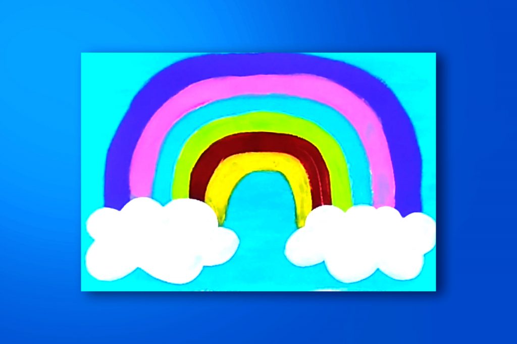 Step-by-step acrylic painting tutorial of a rainbow