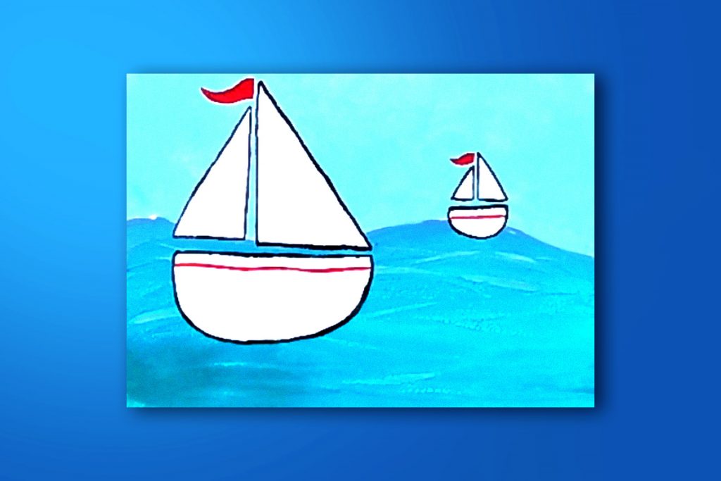 Step-by-step acrylic painting tutorial of a sailboat