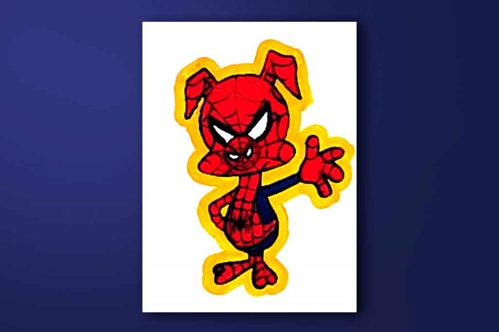 Step-by-step acrylic painting tutorial of Spider-Ham