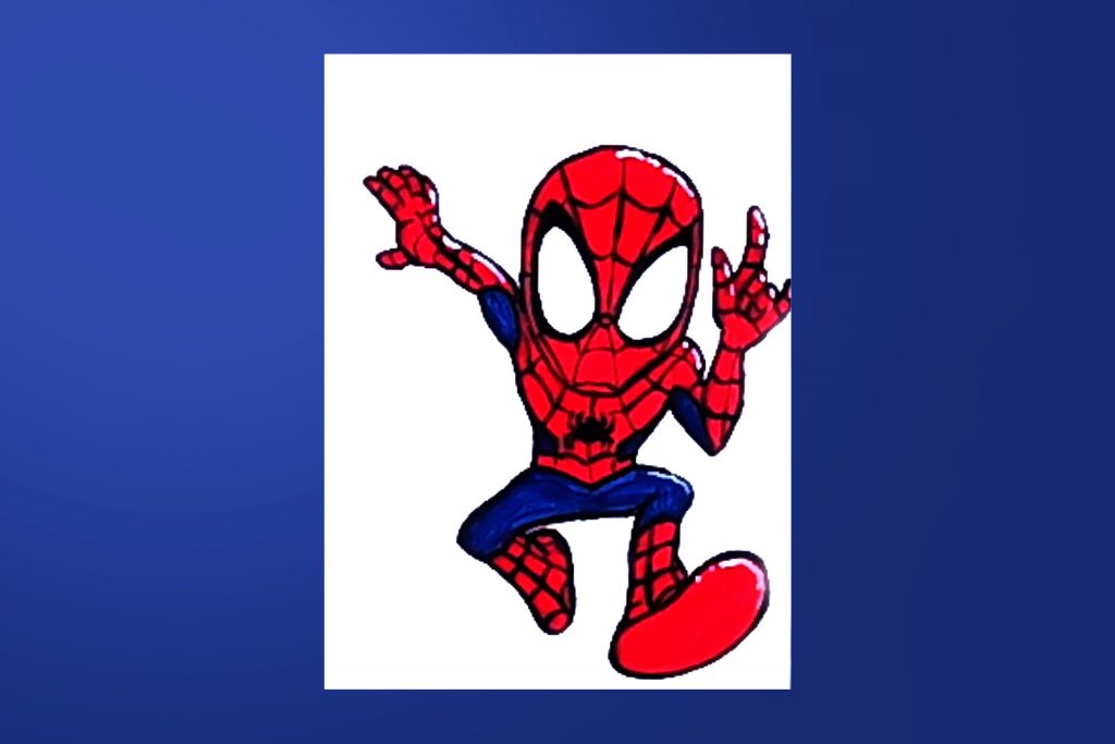 Step-by-step acrylic painting tutorial of Spider-Man