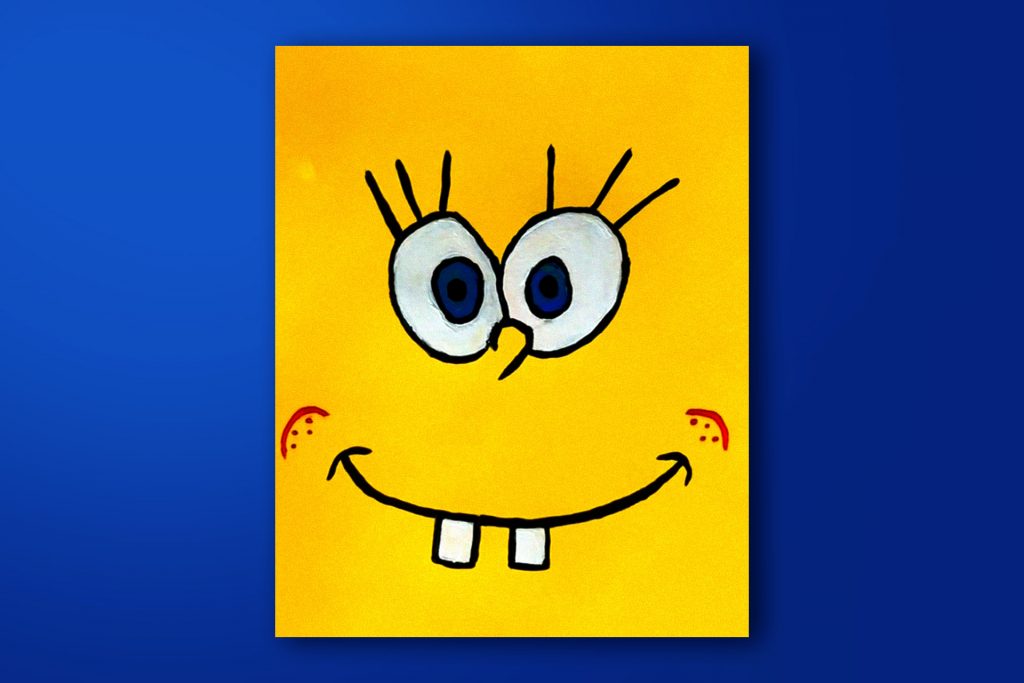 Step-by-step acrylic painting tutorial of SpongeBob