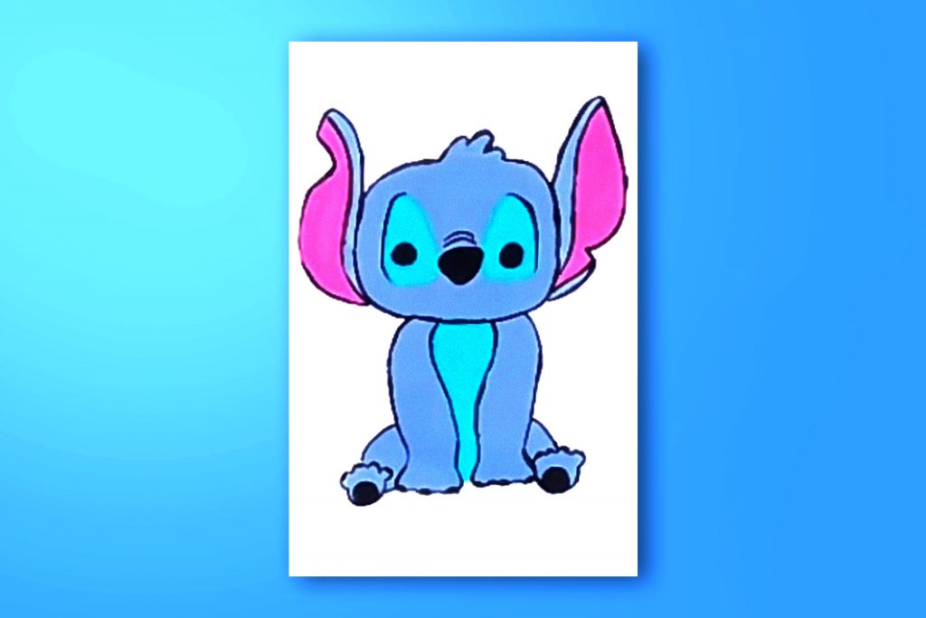 Step-by-step acrylic painting tutorial of Stitch