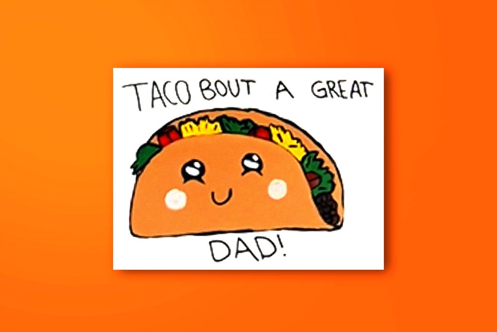 Step-by-step acrylic painting tutorial of a taco for a Father's Day card