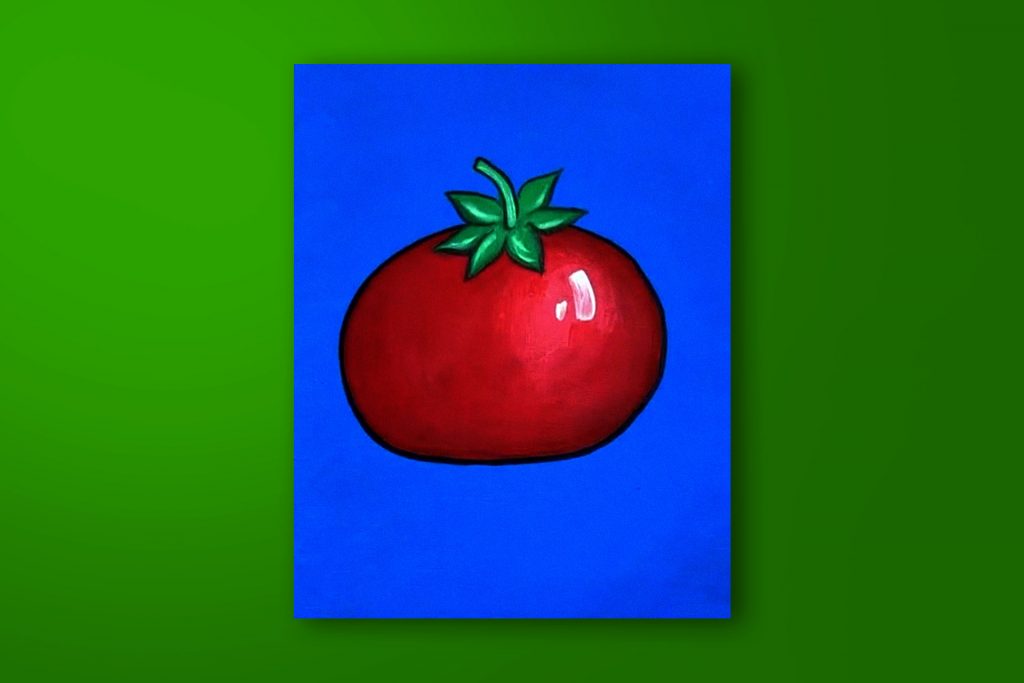 Step-by-step acrylic painting tutorial of tomato
