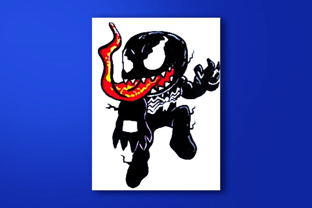 Step-by-step acrylic painting tutorial of Venom from Spider-Man